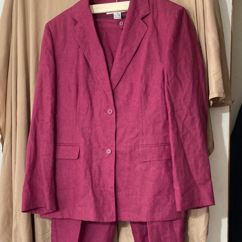 Jones New York SZ 16 WINE 2 pc Linen Pantsuit